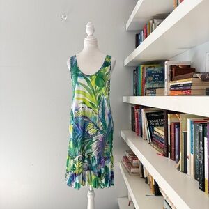 Jams World Vista Floral Print Sleeveless Ruffle Hem Midi Dress Large